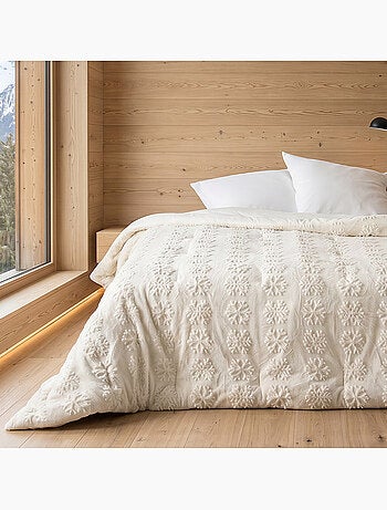 Jeté de lit moelleux à motifs flocons en relief