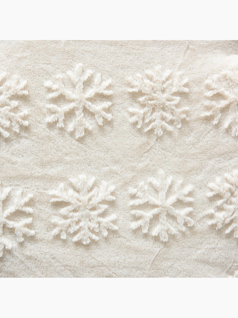 Jeté de lit moelleux à motifs flocons en relief Ecru - Kiabi