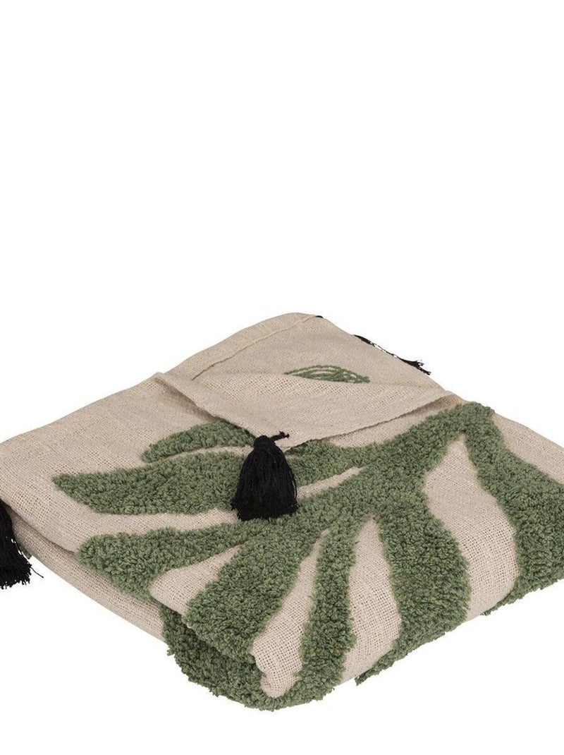 Jeté de lit poignée Cosy 130x180 coton Vert - Kiabi