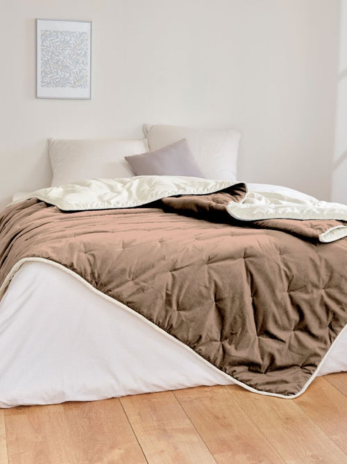 Jeté de lit réversible en velours et microfibre - Kiabi