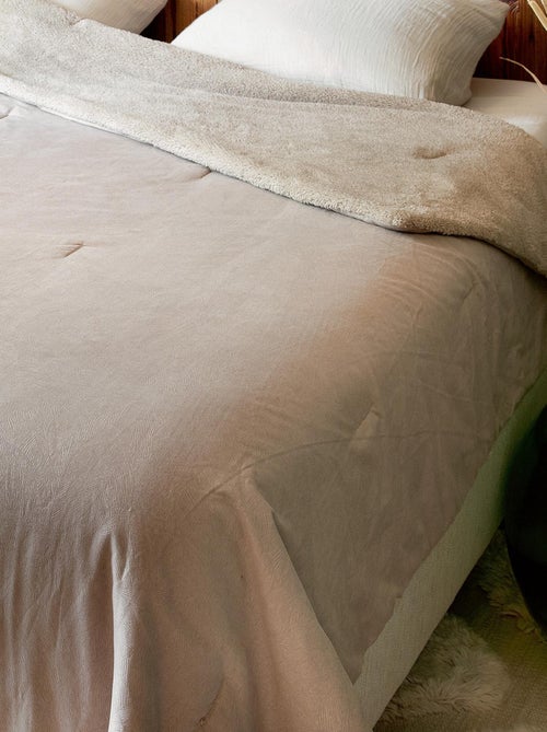 Jeté de lit Réversible Polaire/Motif Jacquard - Kiabi