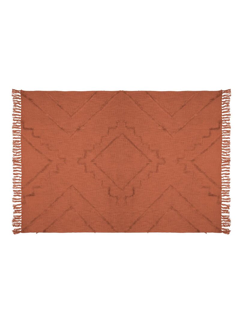 Jeté de lit tufté Inca 130x180 cm terracotta Orange - Kiabi