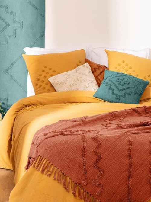 Jeté de lit tufté Inca 130x180 cm terracotta - Kiabi