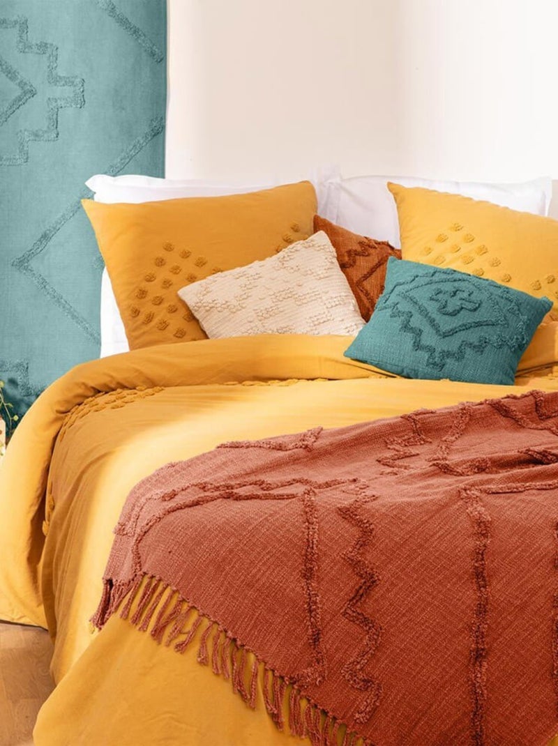 Jeté de lit tufté Inca 130x180 cm terracotta Orange - Kiabi