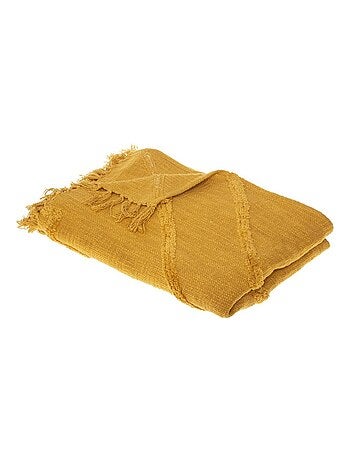 Jeté de lit tufté Inca 130x180 ocre coton