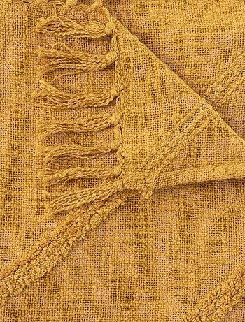 Jeté de lit tufté Inca 130x180 ocre coton