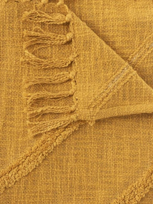 Jeté de lit tufté Inca 130x180 ocre coton - Kiabi