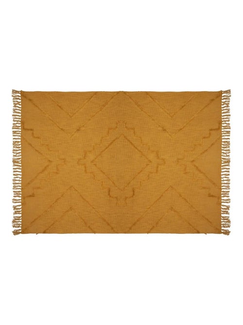 Jeté de lit tufté Inca 130x180 ocre coton - Kiabi