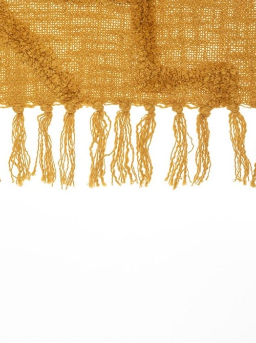Jeté de lit tufté Inca 130x180 ocre coton - Kiabi