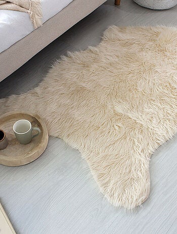 Jeté imitation fourrure long poils recto et verso suédine