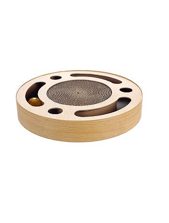 Jeu a gratter pour chat en carton rond et balles sonores 33 cm