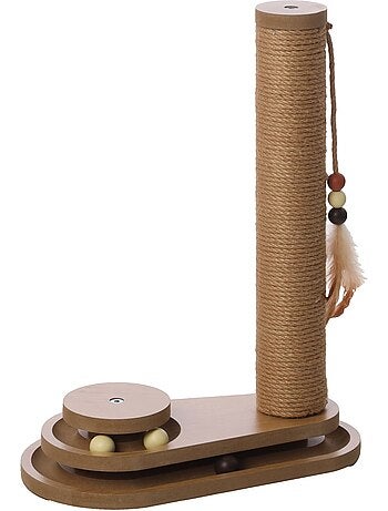Jeu a griffer avec circuit a balle brun pour chat