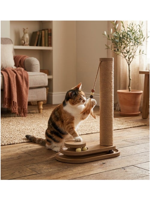 Jeu a griffer avec circuit a balle brun pour chat - Kiabi