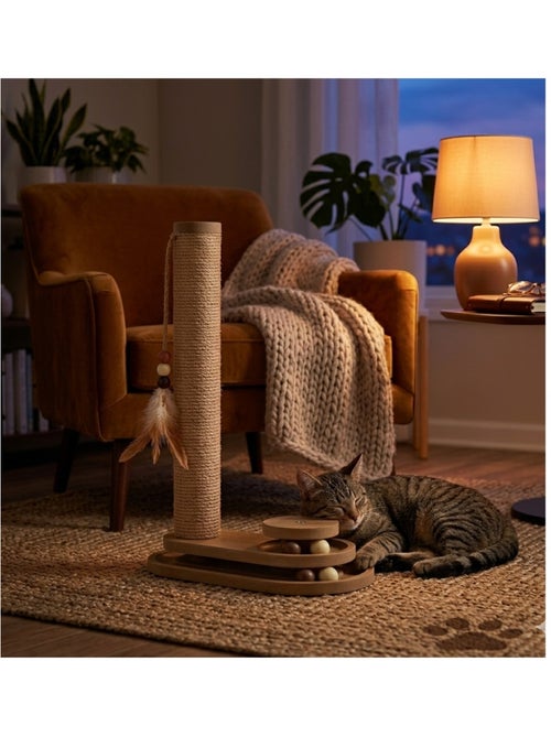 Jeu a griffer avec circuit a balle brun pour chat - Kiabi