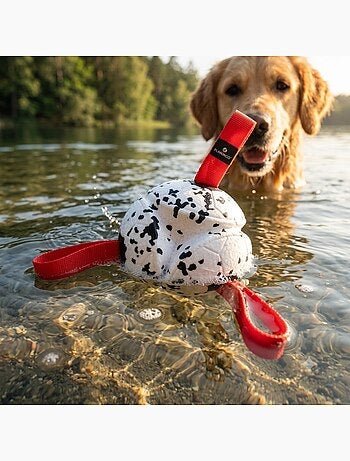Jeu balle avec rubans flottante et ultra rebondissante pour chien