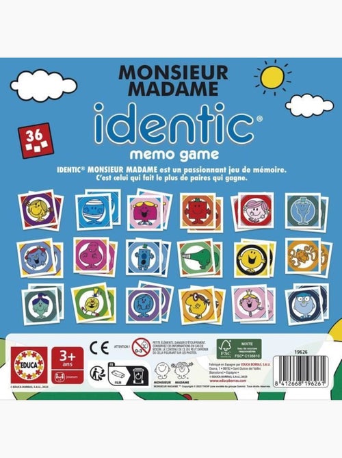 Jeu d'apprentissage - educa - monsieur madame - identic - Kiabi