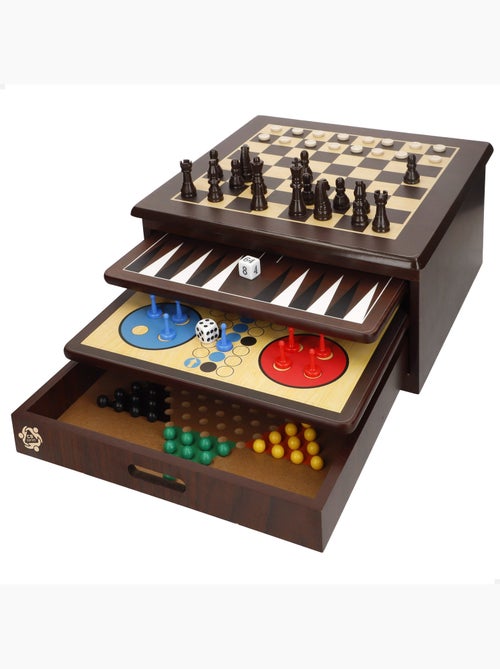 Jeu de 10 jeux de société avec boîte d'organisation en bois cb games - Kiabi