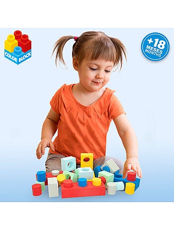 Jeu de 32 blocs de construction en caoutchouc color block