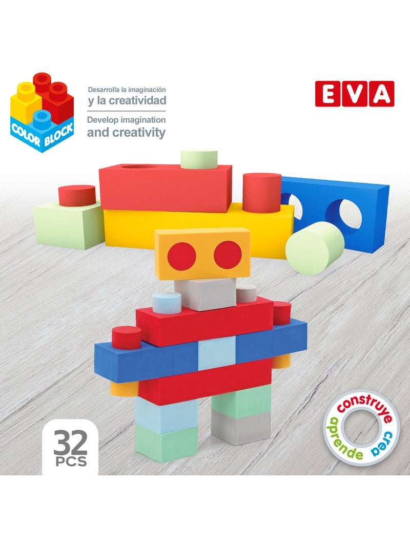 Jeu de 32 blocs de construction en caoutchouc color block N/A - Kiabi