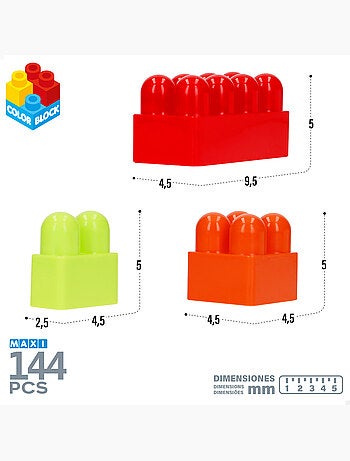 Jeu de blocs de construction 144 pièces maxi color block