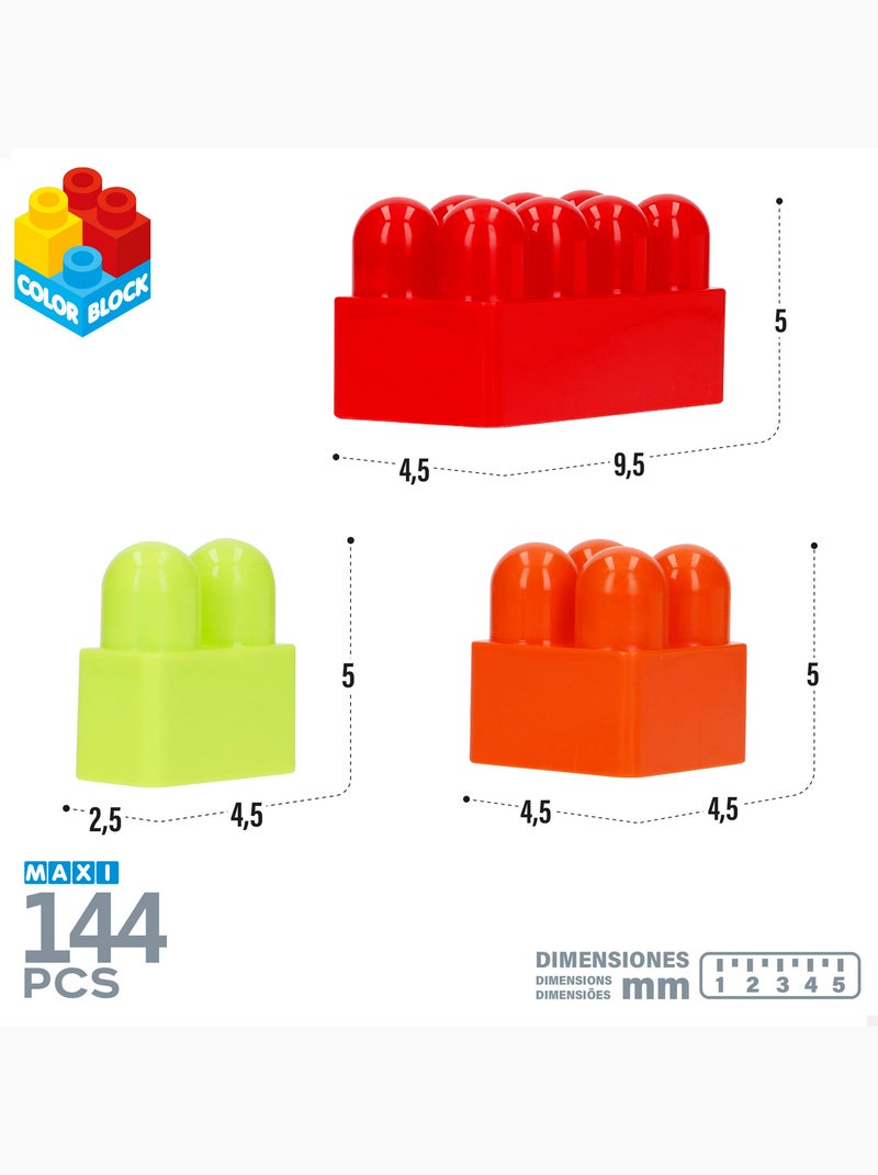 Jeu de blocs de construction 144 pièces maxi color block N/A - Kiabi