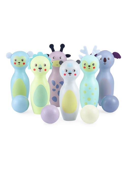 Jeu de bowling en bois enfant animaux pastels Mamabrum - Kiabi
