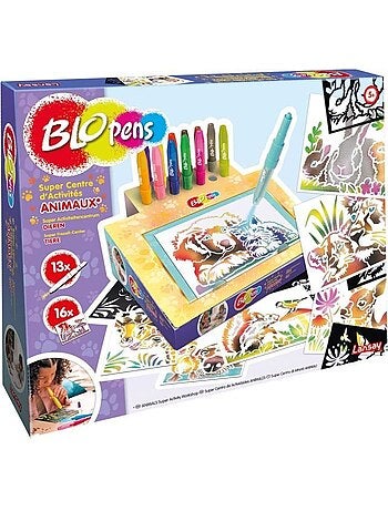 Jeu de coloriage - lansay - blopens animaux - 16 pochoirs - lavable - dès 5 ans