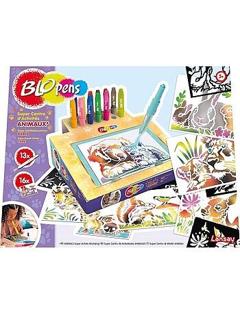 Jeu de coloriage - lansay - blopens animaux - 16 pochoirs - lavable - dès 5 ans