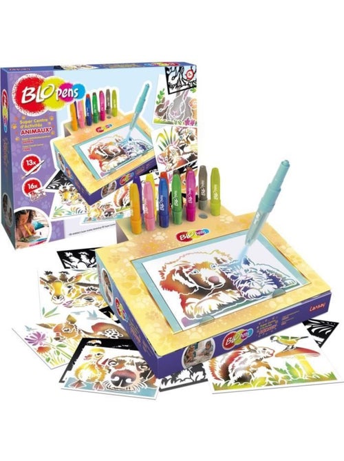 Jeu de coloriage - lansay - blopens animaux - 16 pochoirs - lavable - dès 5 ans - Kiabi