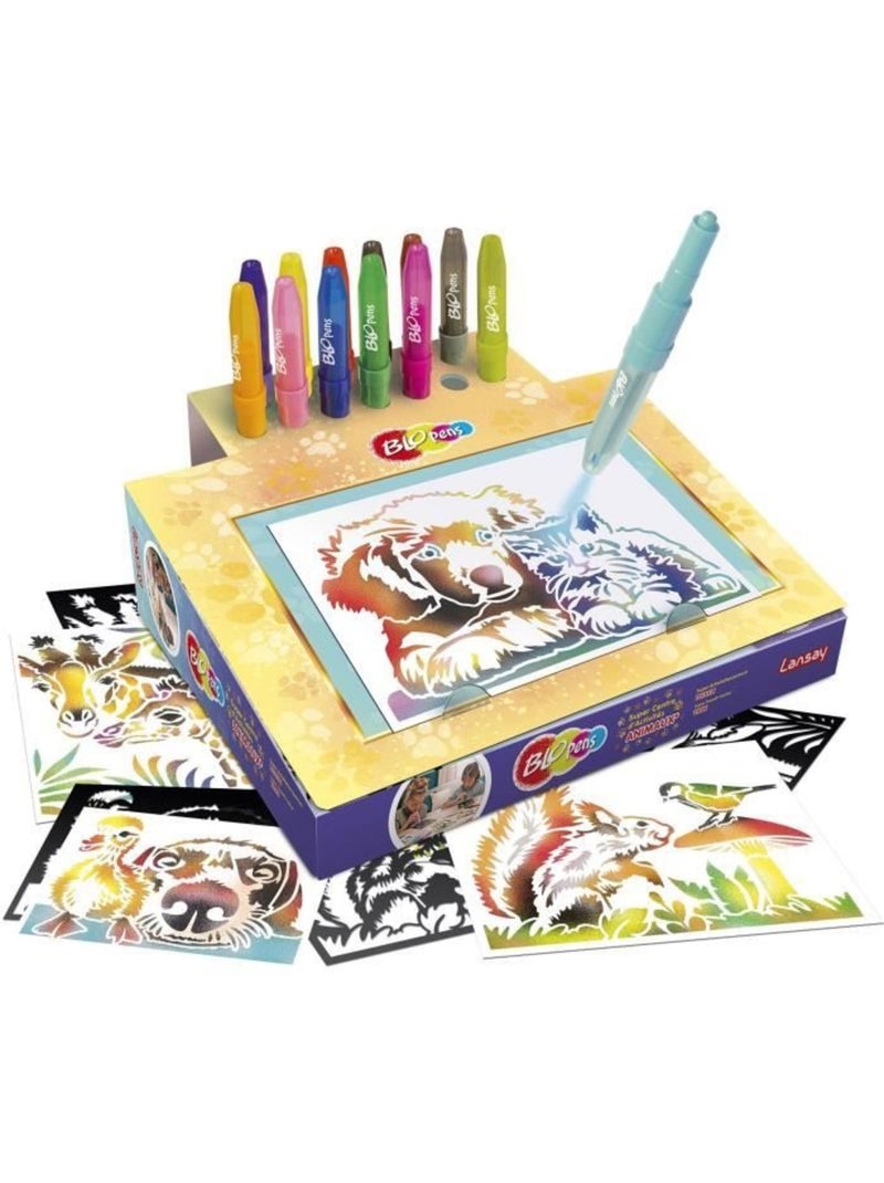 Jeu de coloriage - lansay - blopens animaux - 16 pochoirs - lavable - dès 5 ans N/A - Kiabi