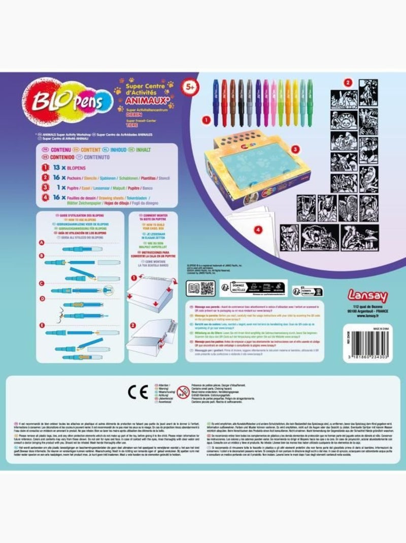 Jeu de coloriage - lansay - blopens animaux - 16 pochoirs - lavable - dès 5 ans N/A - Kiabi