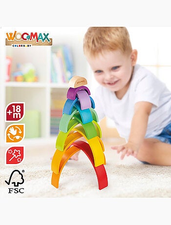 Jeu de construction en bois arc-en-ciel WOOMAX