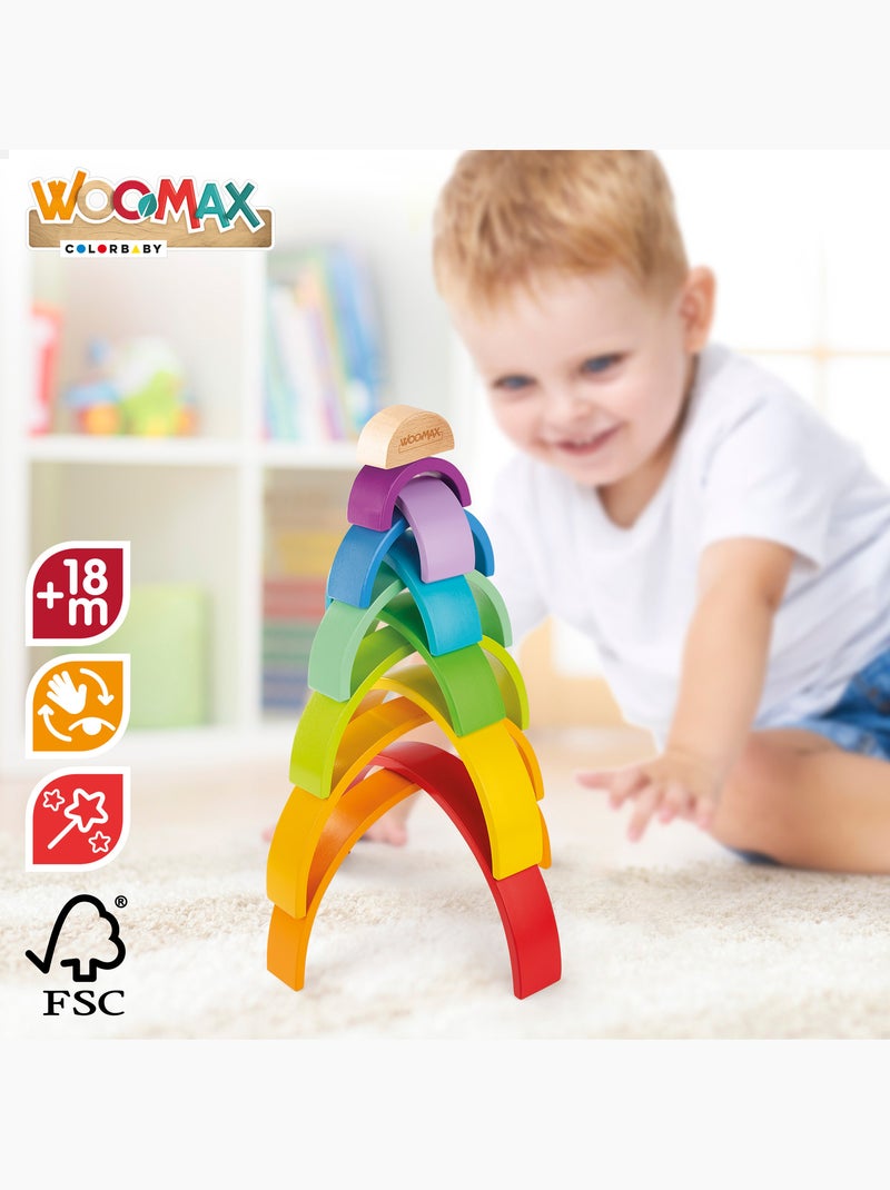 Jeu de construction en bois arc-en-ciel WOOMAX N/A - Kiabi