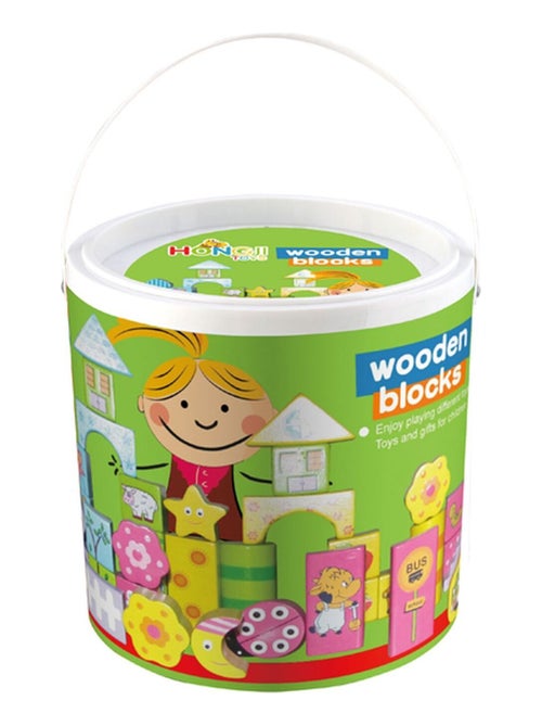 Jeu de construction enfant en bois 60 pièces - Kiabi