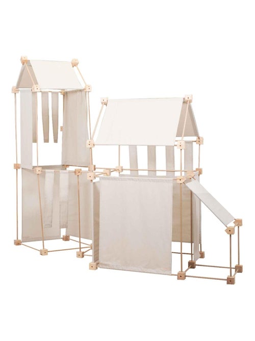 Jeu de construction géant en bois et tissu naturel bio fabriqué en Espagne Max Trigonos - Kiabi
