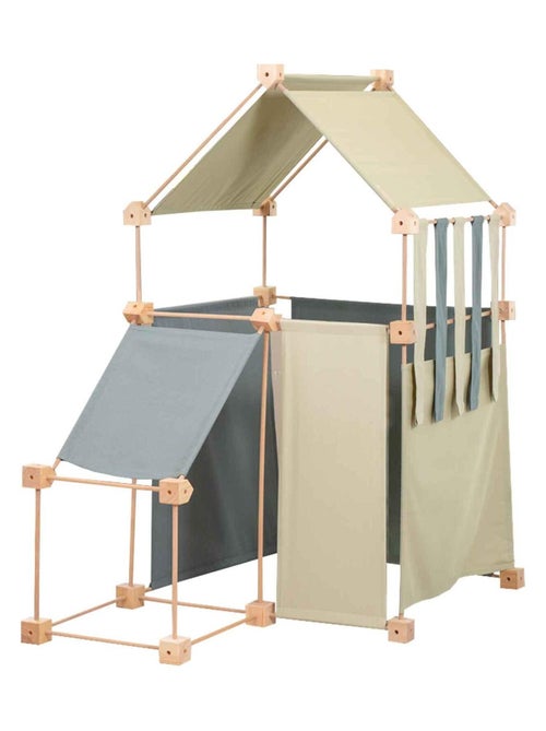 Jeu de construction géant en bois et tissu vert bio fabriqué en Espagne Family Trigonos - Kiabi