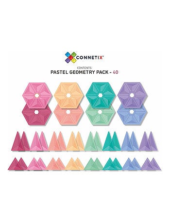 Jeu de construction magnétique geometry pack pastel - 40 pièces