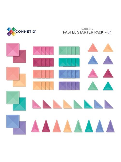 Jeu de construction magnétique Starter Pack Pastel - 64 pièces - Kiabi