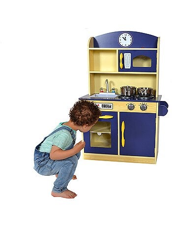 Jeu de cuisine enfant en bois dinette bleu fille et garçon Teamson Kids TD-11412B