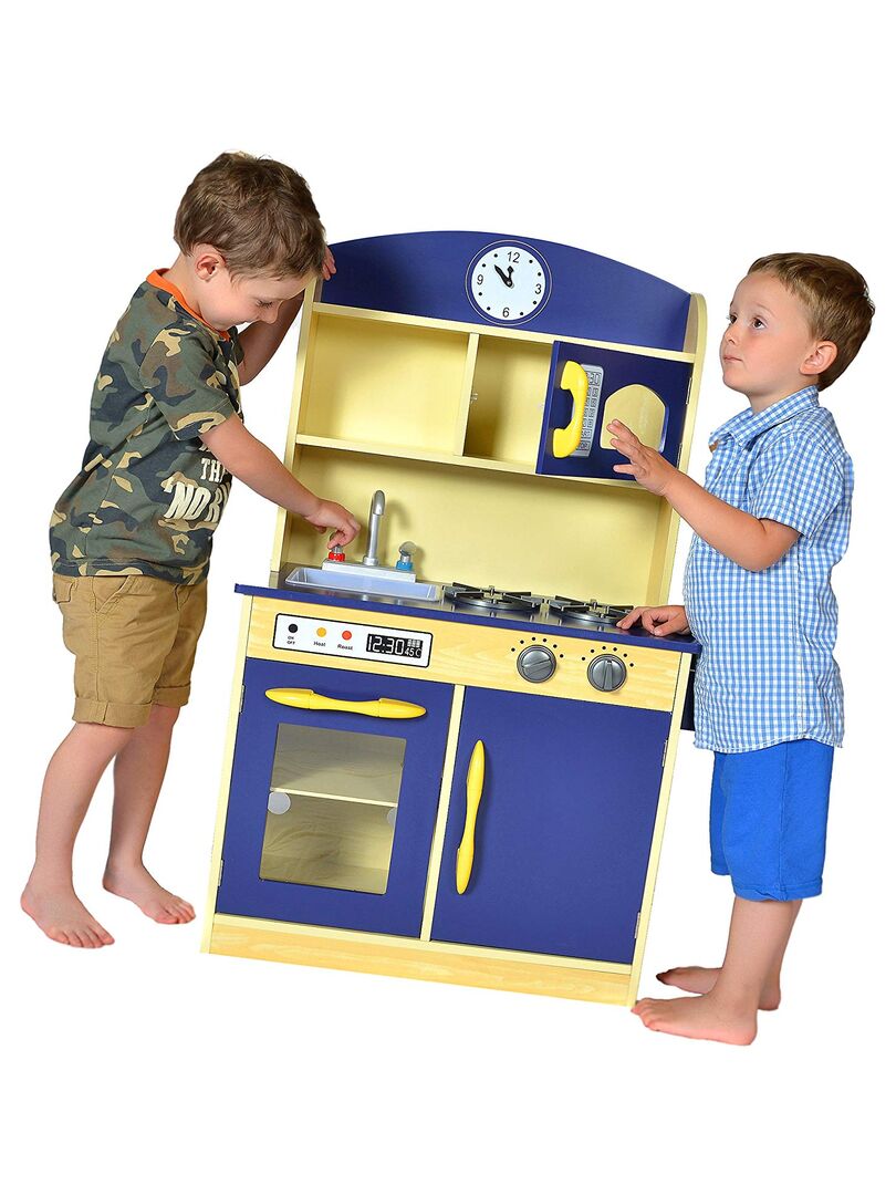 Jeu de cuisine enfant en bois dinette bleu fille et garçon Teamson Kids  TD-11412B - N/A - Kiabi - 99.99€