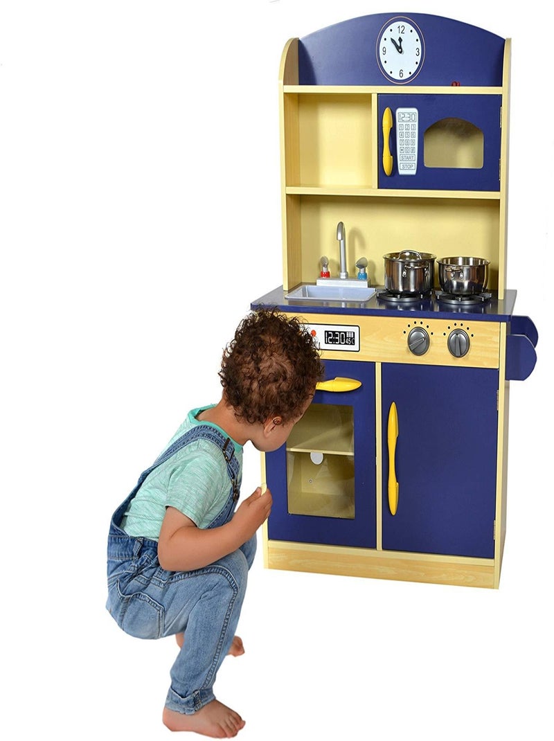 Jeu de cuisine enfant en bois dinette bleu fille et garçon Teamson Kids TD-11412B N/A - Kiabi