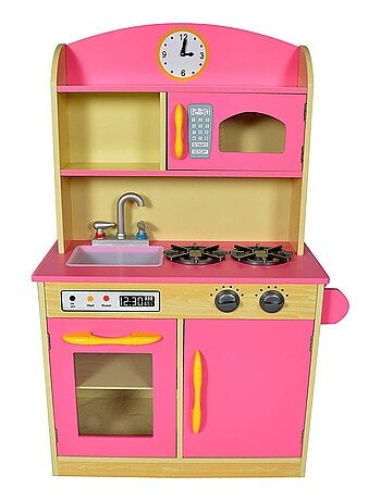 Jeu de cuisine enfant en bois petite dinette rose fille et garçon Teamson Kids TD-11412P