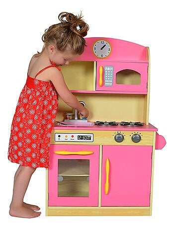 Jeu de cuisine enfant en bois petite dinette rose fille et garçon Teamson Kids TD-11412P
