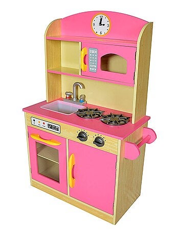 Jeu de cuisine enfant en bois petite dinette rose fille et garçon Teamson Kids TD-11412P