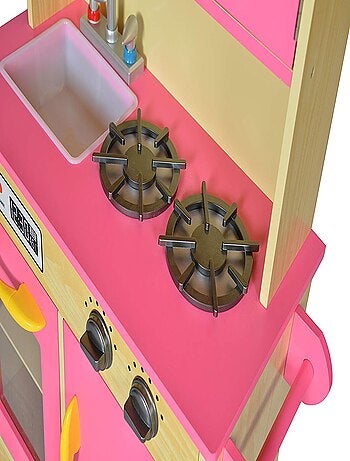 Jeu de cuisine enfant en bois petite dinette rose fille et garçon Teamson Kids TD-11412P