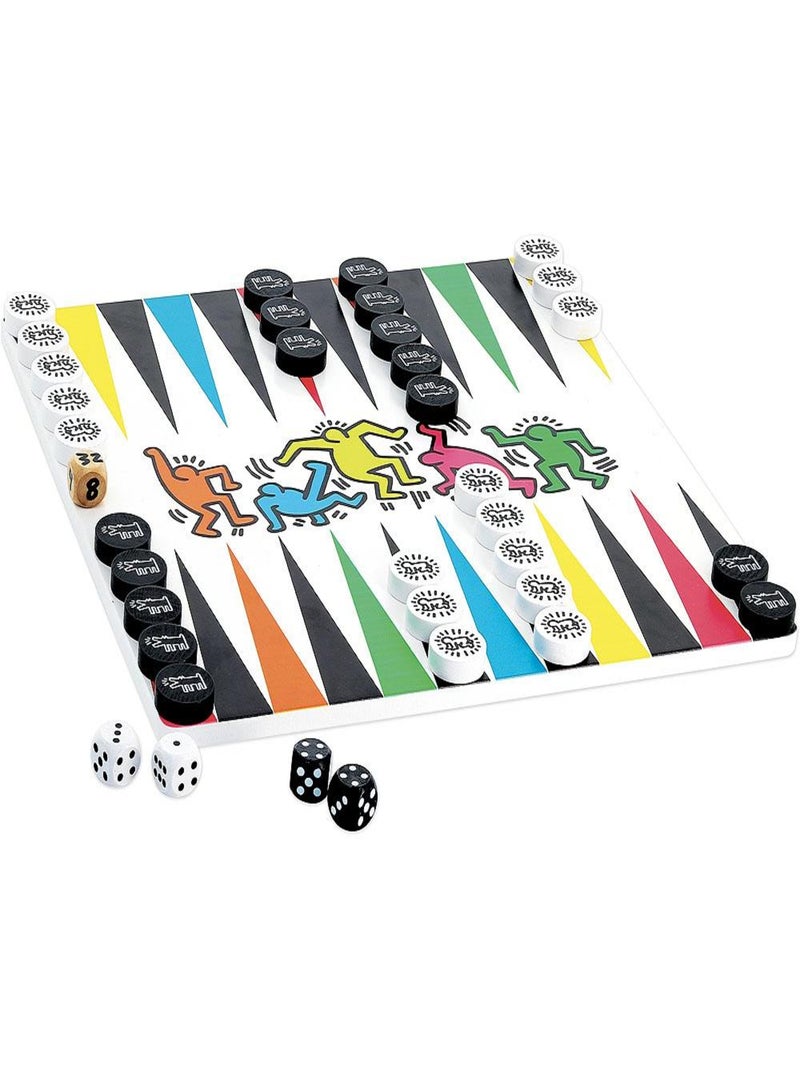 Jeu de Dames Backgammon Keith Haring Blanc - Kiabi