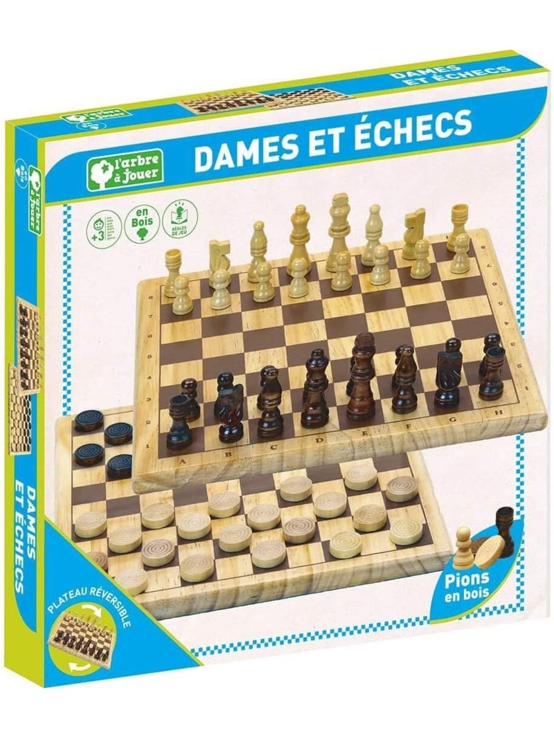 Jeu de Dames et d'Echecs Beige - Kiabi