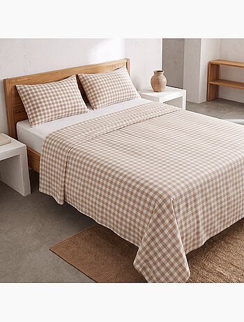 Jeu de draps 100% coton avec taie(s) d’oreiller, carreaux vichy - gamusi.