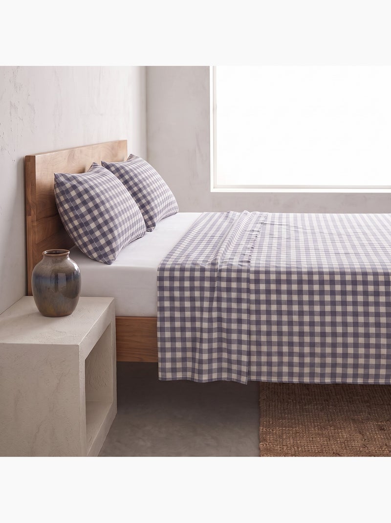 Jeu de draps 100% coton avec taie(s) d’oreiller, carreaux vichy - gamusi. Bleu - Kiabi