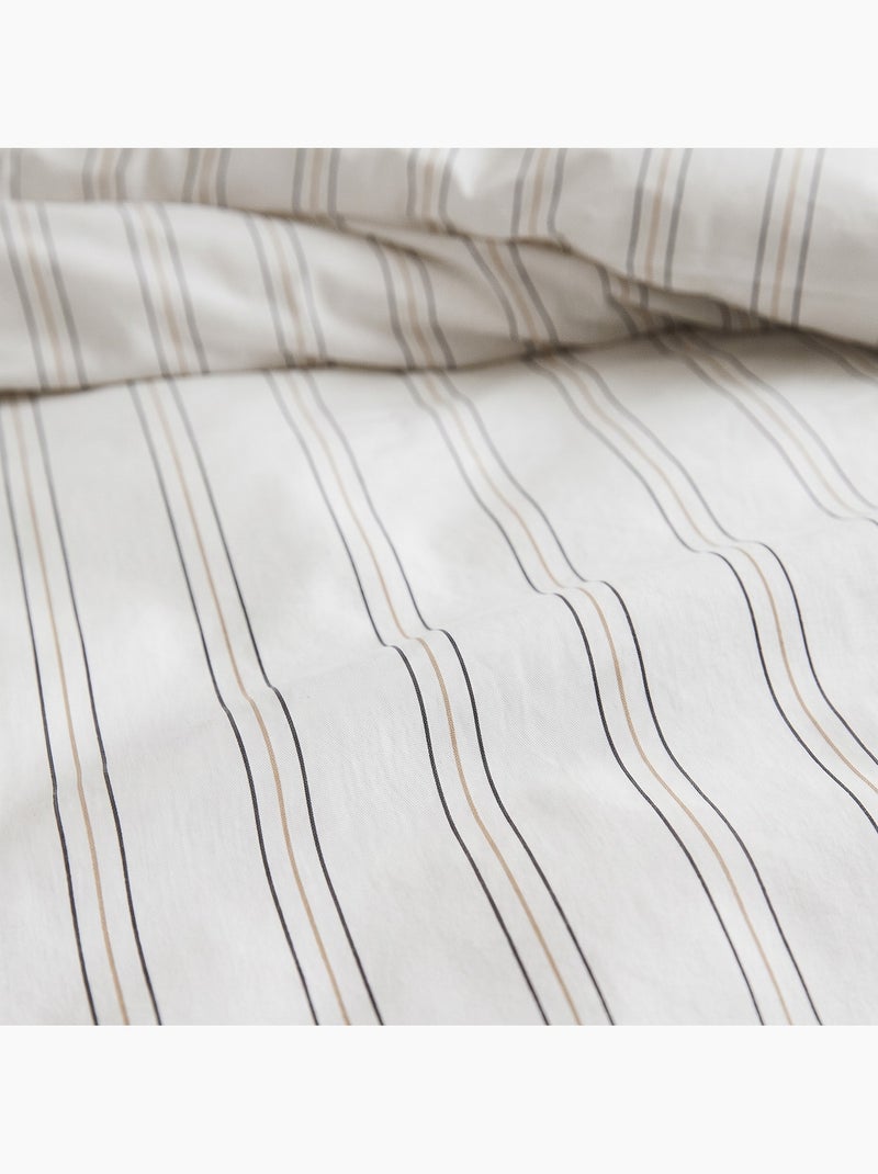Jeu de draps 100% coton avec taie(s) d’oreiller, fines rayures - gamusi. Gris clair - Kiabi